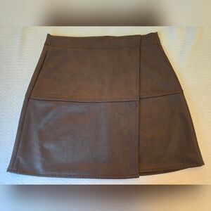 Max Studio Faux Suede Brown Wrap Skirt Xs Euc